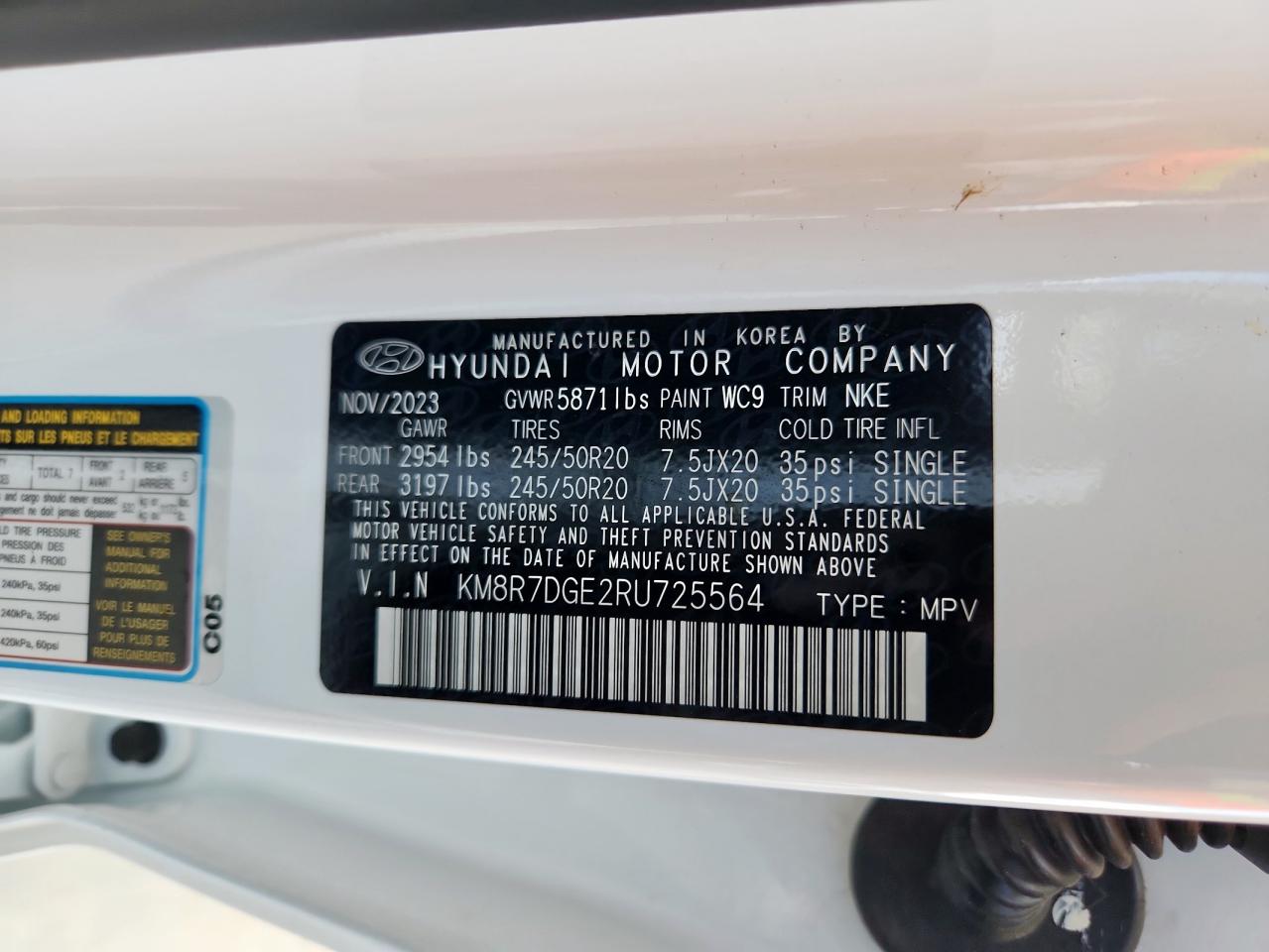 2024 Hyundai Palisade Calligraphy VIN: KM8R7DGE2RU725564 Lot: 84906165