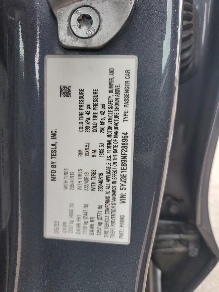 2022 Tesla Model 3 VIN: 5YJ3E1EB9NF288964 Lot: 85563245