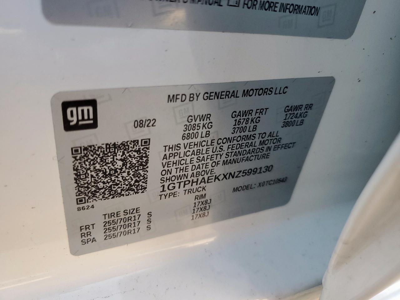 2022 GMC Sierra C1500 VIN: 1GTPHAEKXNZ599130 Lot: 86474915