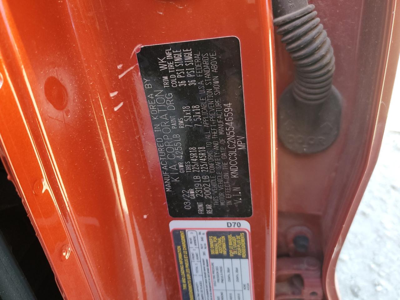 2022 Kia Niro Touring Special Edition VIN: KNDCC3LC2N5546594 Lot: 82356595