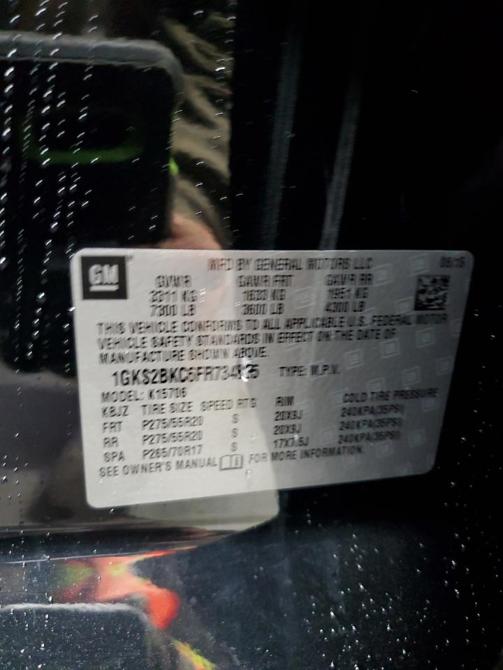 2015 GMC Yukon Slt VIN: 1GKS2BKC6FR734835 Lot: 82758075