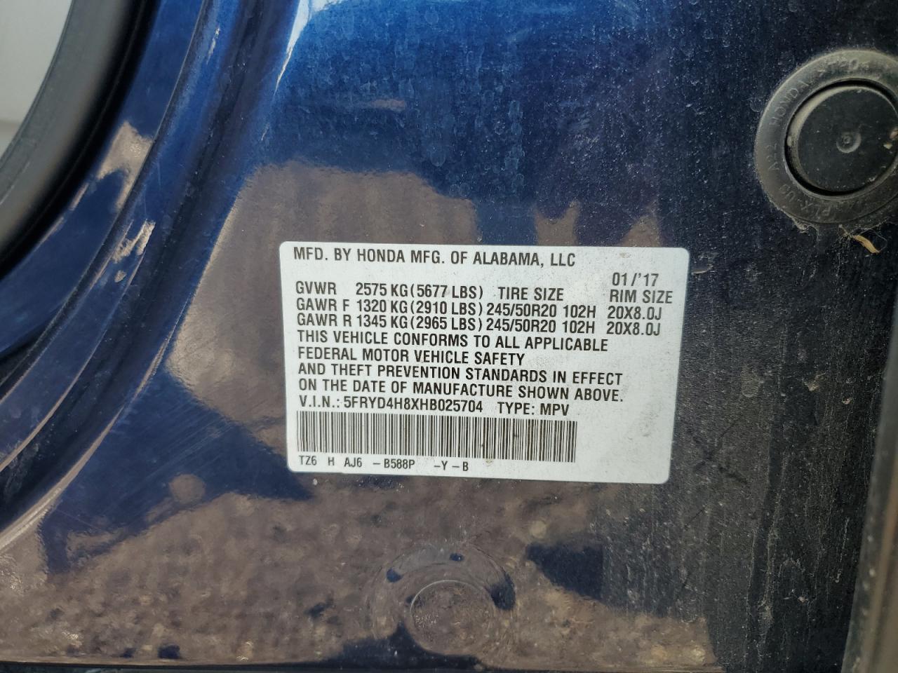 2017 Acura Mdx Advance VIN: 5FRYD4H8XHB025704 Lot: 90104555