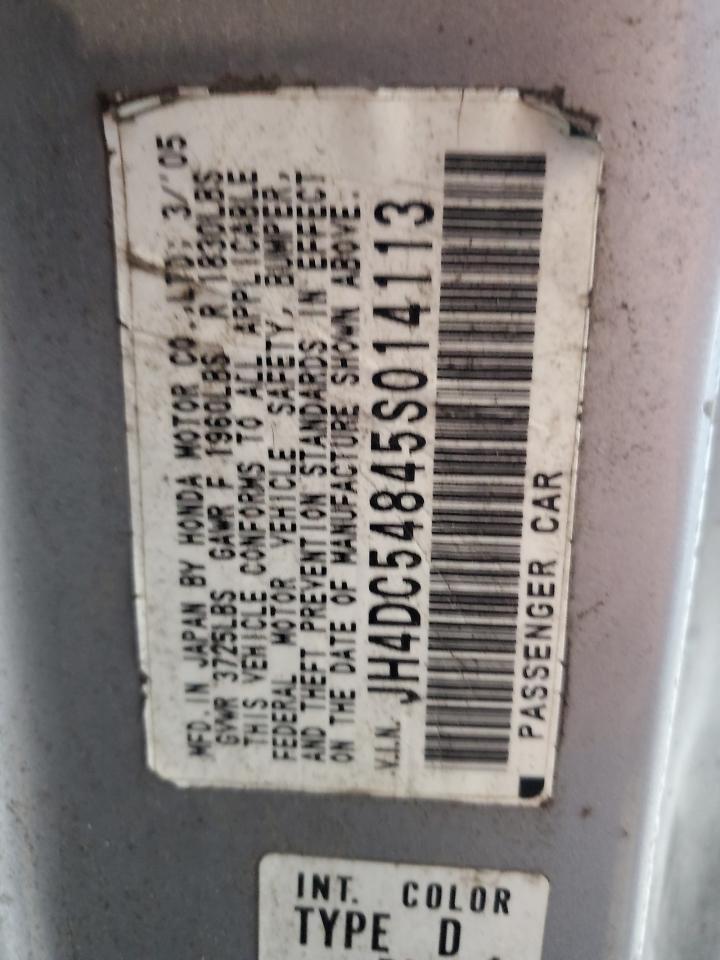 2005 Acura Rsx VIN: JH4DC54845S014113 Lot: 85180285