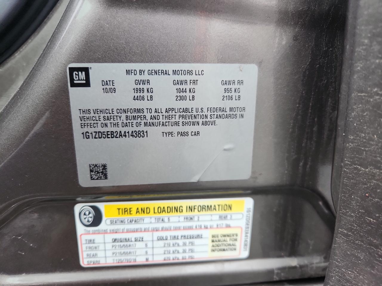 2010 Chevrolet Malibu 2Lt VIN: 1G1ZD5EB2A4143831 Lot: 86502545