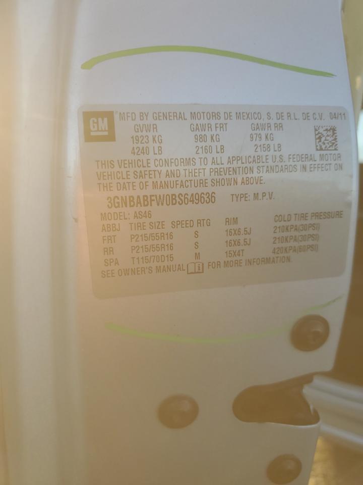 2011 Chevrolet Hhr Lt VIN: 3GNBABFW0BS649636 Lot: 87485775