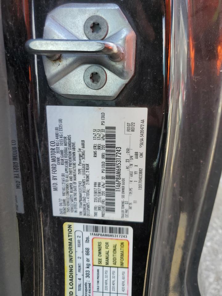 2017 Ford Mustang VIN: 1FA6P8AM6H5317243 Lot: 86146935