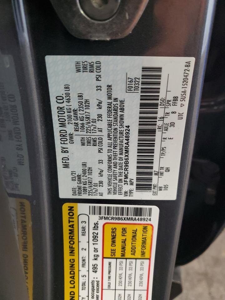 2021 Ford Bronco Sport Big Bend VIN: 3FMCR9B6XMRA48924 Lot: 84951685