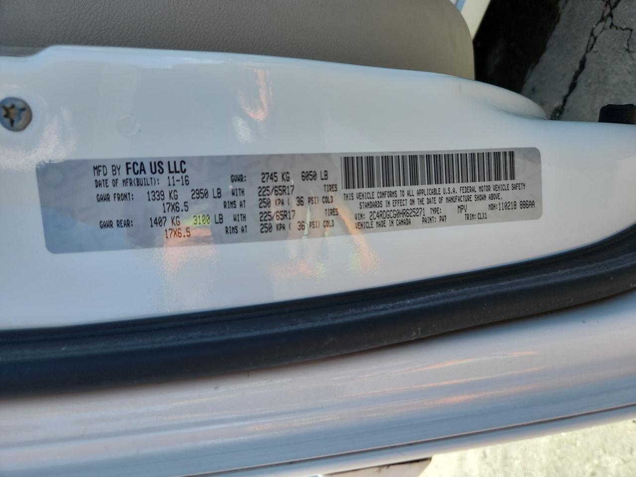 2017 Dodge Grand Caravan Sxt VIN: 2C4RDGCG0HR625271 Lot: 80835805