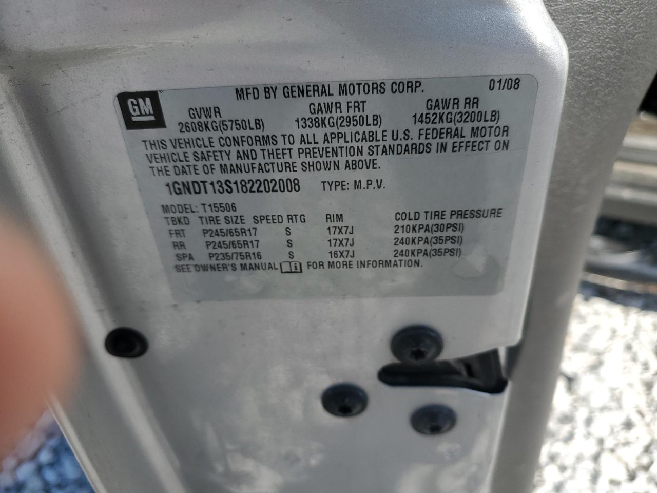 2008 Chevrolet Trailblazer Ls VIN: 1GNDT13S182202008 Lot: 86446325