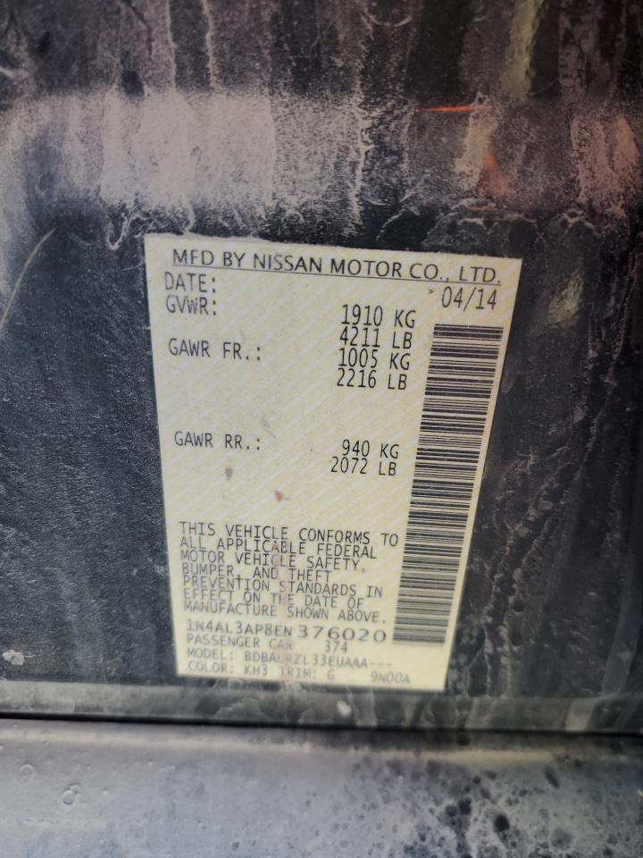 2014 Nissan Altima 2.5 VIN: 1N4AL3AP8EN376020 Lot: 84975785