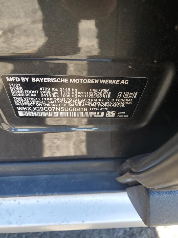 2022 BMW X1 xDrive28I VIN: WBXJG9C07N5U60818 Lot: 85304115