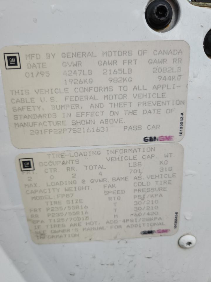 1995 Chevrolet Camaro Z28 VIN: 2G1FP22P7S2161631 Lot: 85181895