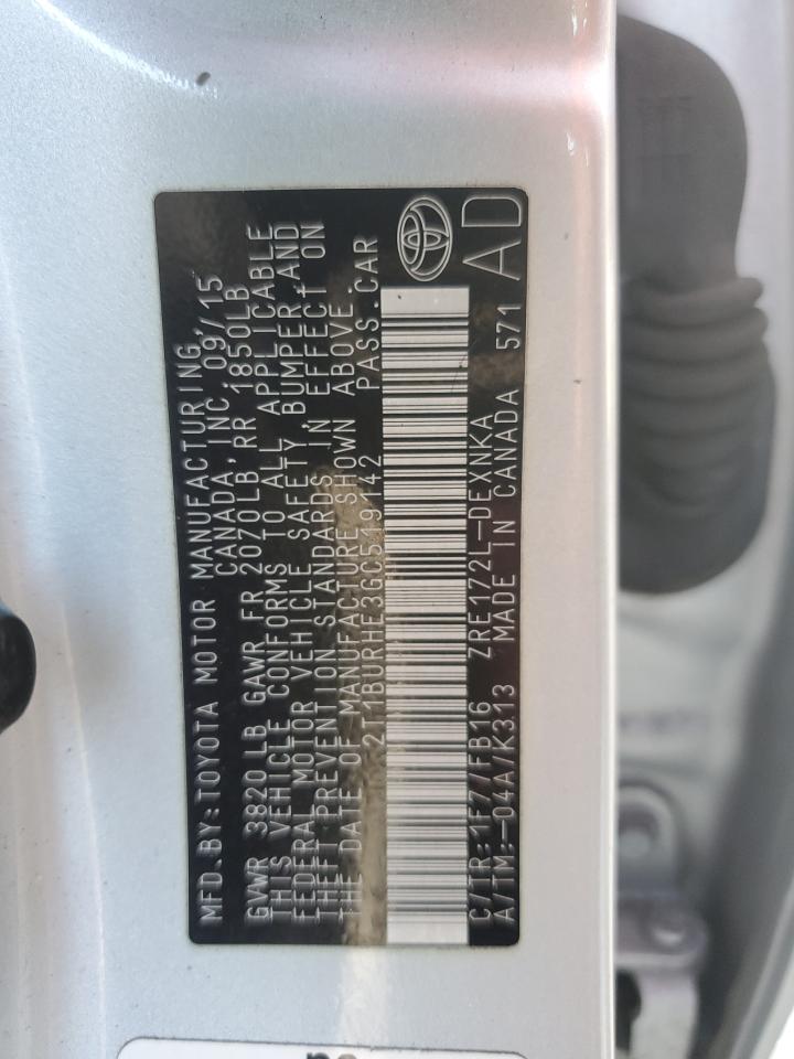 2016 Toyota Corolla L VIN: 2T1BURHE3GC519142 Lot: 84379105