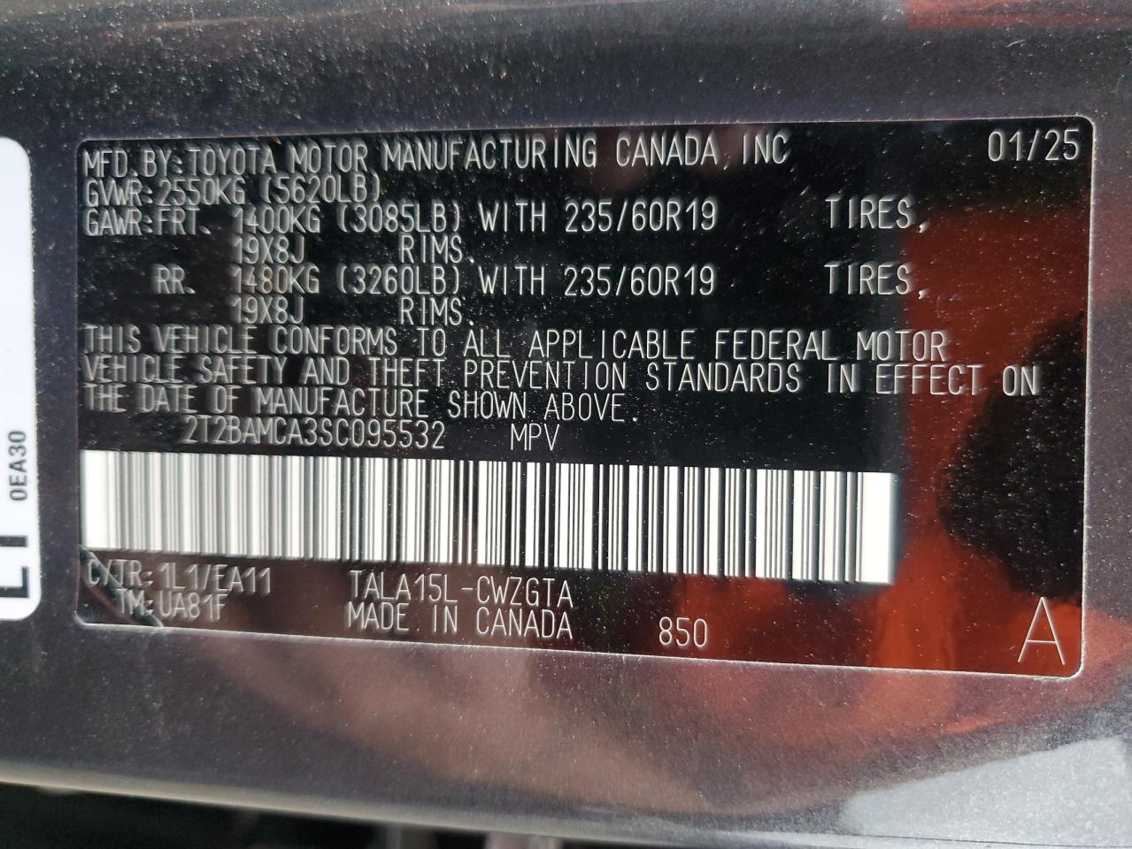 2025 Lexus Rx 350 Base VIN: 2T2BAMCA3SC095532 Lot: 82202055