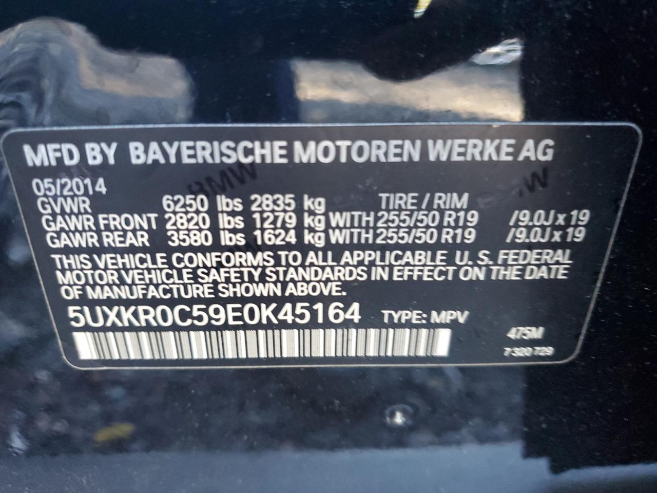 2014 BMW X5 xDrive35I VIN: 5UXKR0C59E0K45164 Lot: 85691155