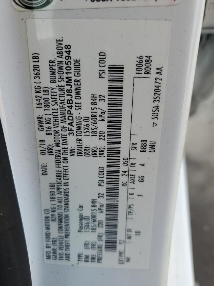 2018 Ford Fiesta Se VIN: 3FADP4BJ8JM105948 Lot: 86287295