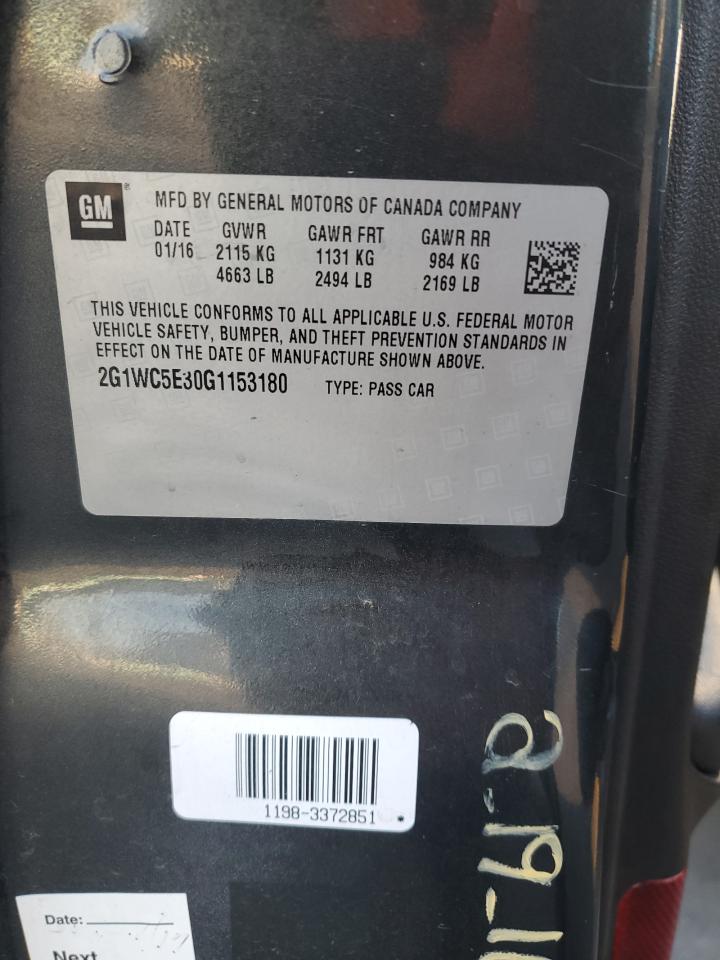 2016 Chevrolet Impala Limited Ltz VIN: 2G1WC5E30G1153180 Lot: 82295535