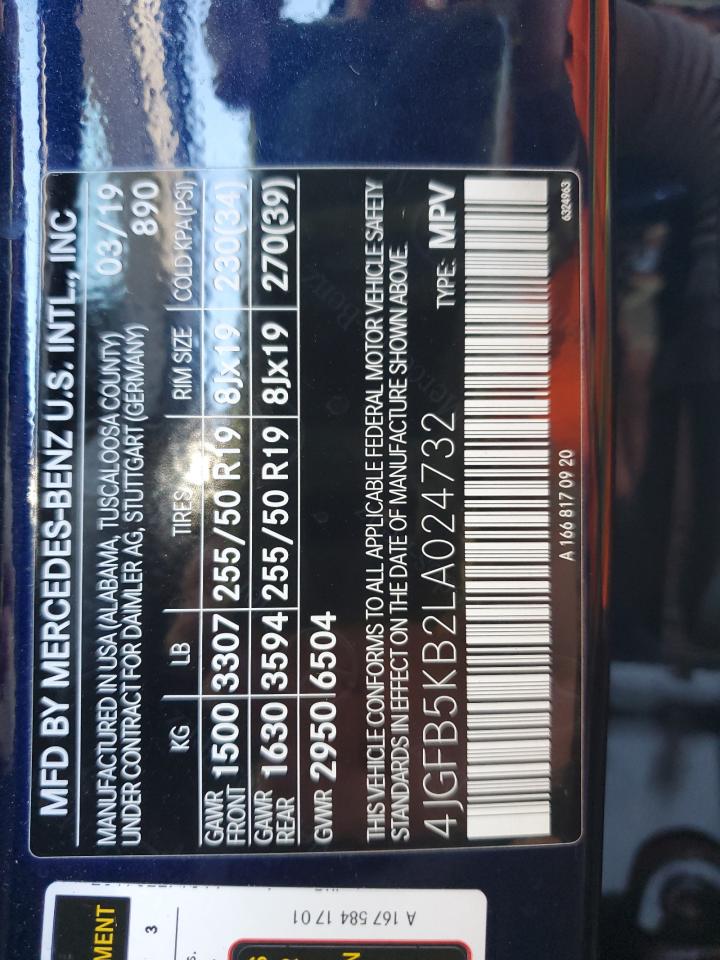 2020 Mercedes-Benz Gle 450 4Matic VIN: 4JGFB5KB2LA024732 Lot: 85319265