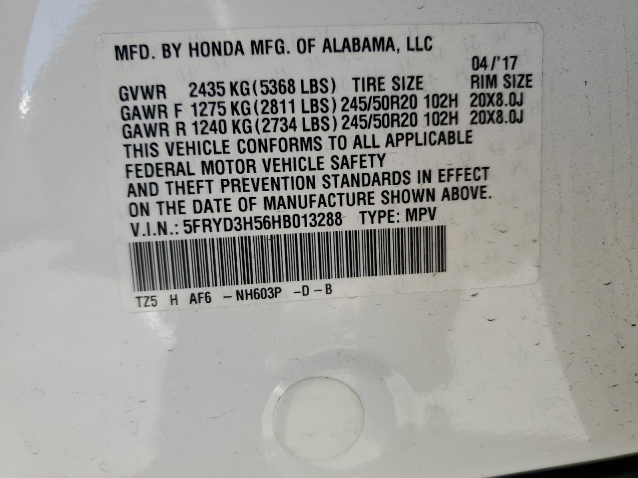 2017 Acura Mdx Technology VIN: 5FRYD3H56HB013288 Lot: 87470715