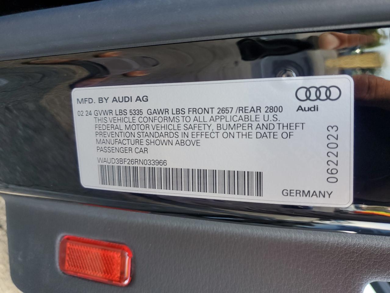 2024 Audi A6 Premium VIN: WAUD3BF26RN033966 Lot: 89623525