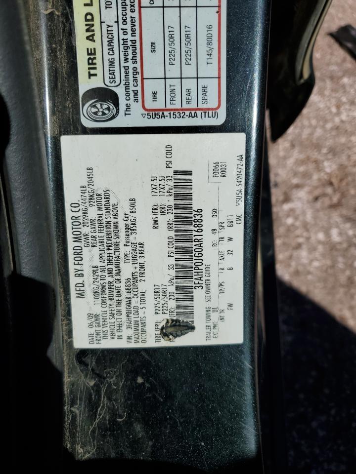 2010 Ford Fusion Sel VIN: 3FAHP0JG0AR168836 Lot: 86475895