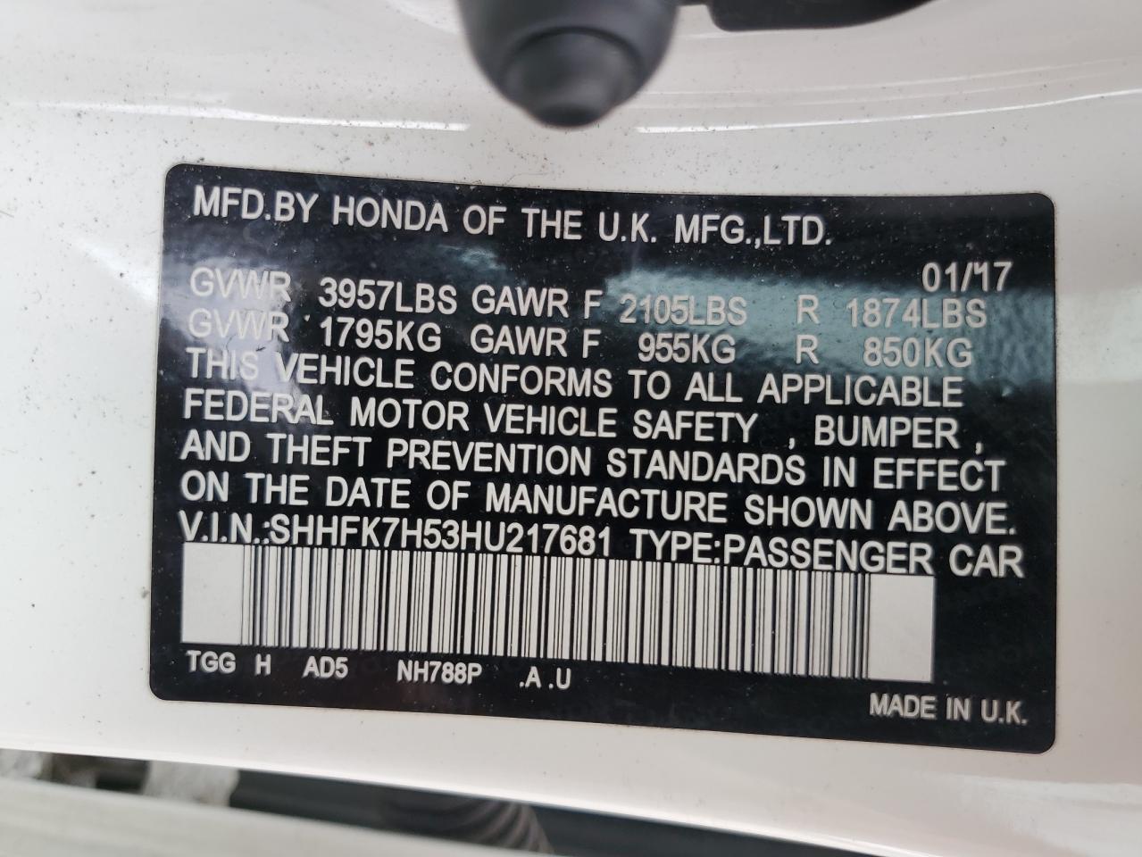 2021 Honda Civic Ex VIN: SHHFK7H53HU217681 Lot: 85158385