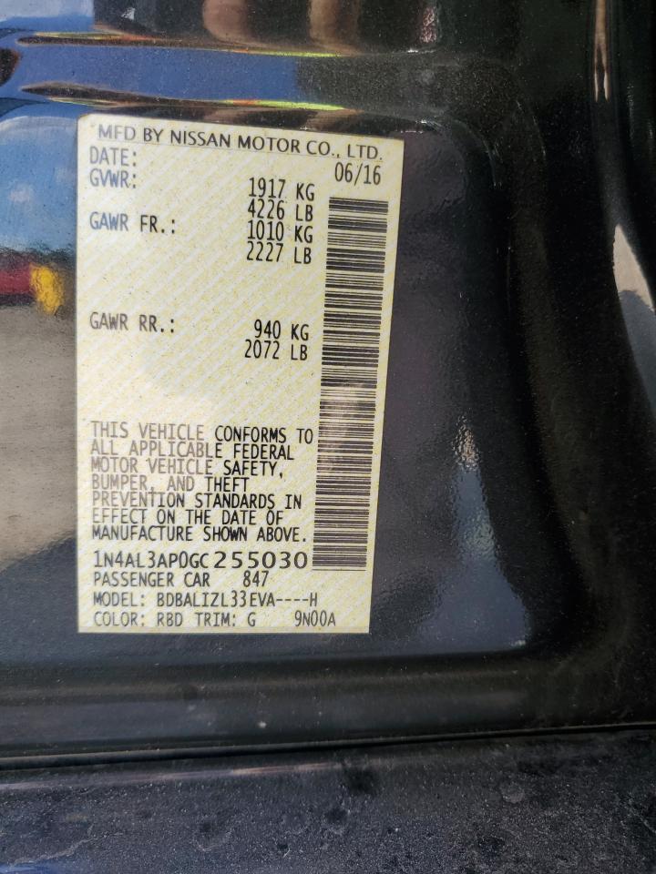 2016 Nissan Altima 2.5 VIN: 1N4AL3AP0GC255030 Lot: 85259395