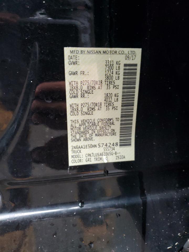 2017 Nissan Titan Sv VIN: 1N6AA1E50HN574248 Lot: 86439065