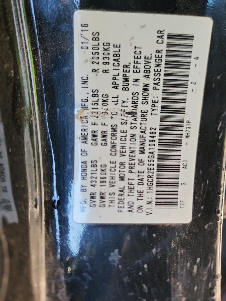 2016 Honda Accord Sport VIN: 1HGCR2E55GA109482 Lot: 85198445