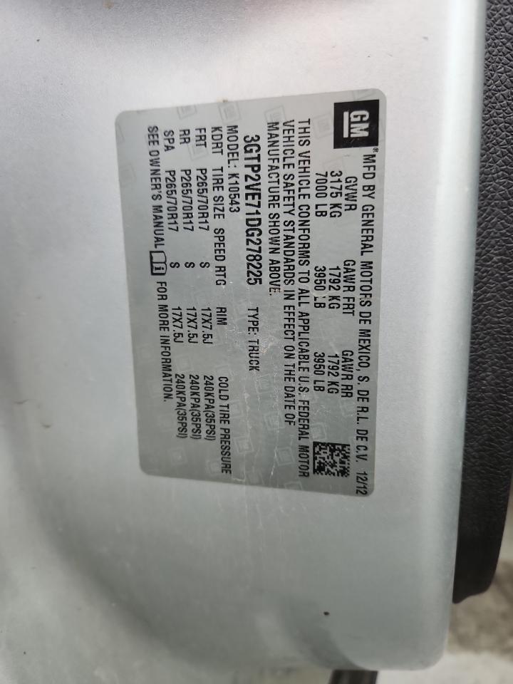 2013 GMC Sierra K1500 Sle VIN: 3GTP2VE71DG278225 Lot: 90738775