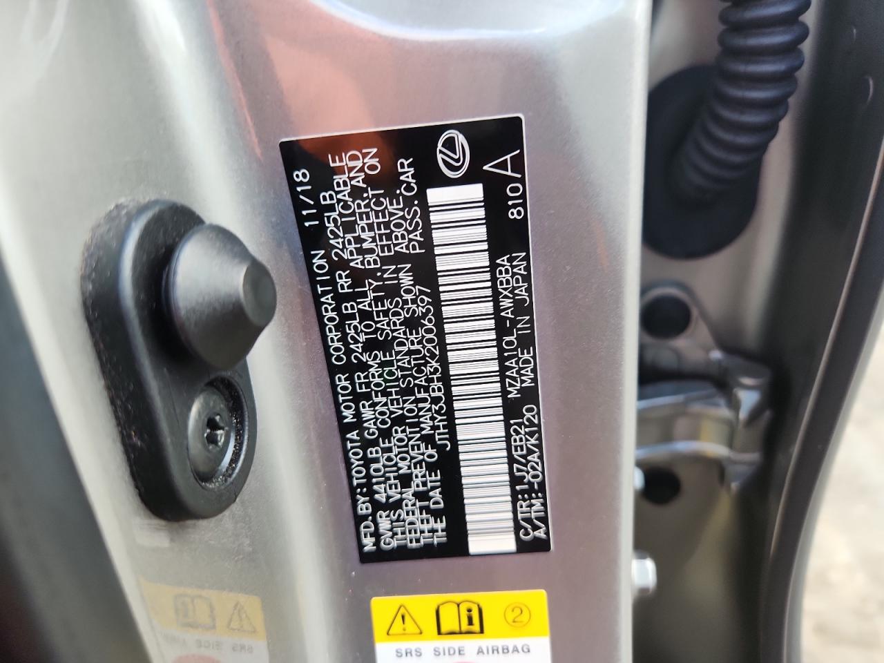 2019 Lexus Ux 200 VIN: JTHY3JBH3K2006397 Lot: 82180455