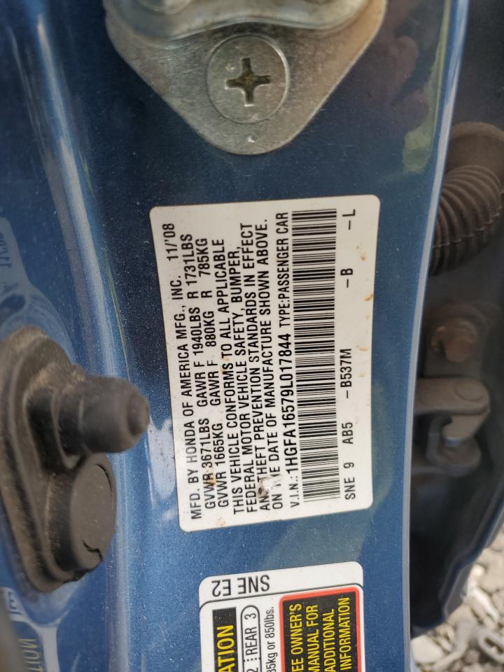 2009 Honda Civic Lx VIN: 1HGFA16579L017844 Lot: 85565415