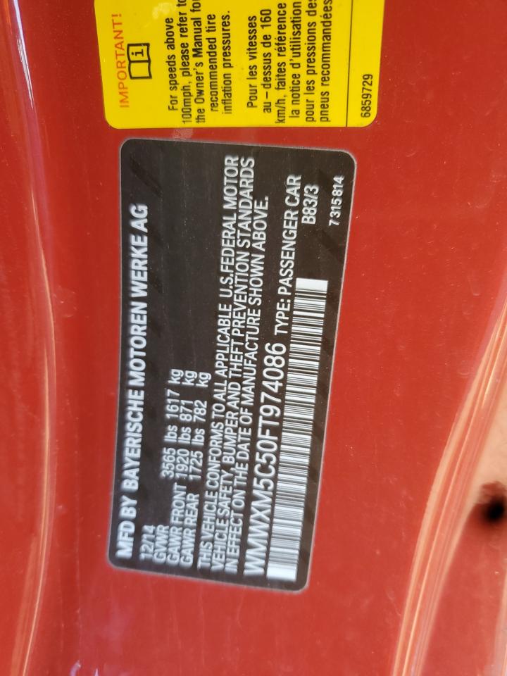 2015 Mini Cooper VIN: WMWXM5C50FT974086 Lot: 90072155