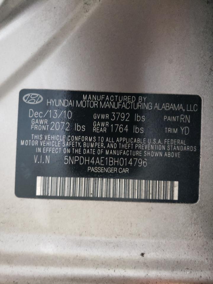 2011 Hyundai Elantra Gls VIN: 5NPDH4AE1BH014796 Lot: 86268965