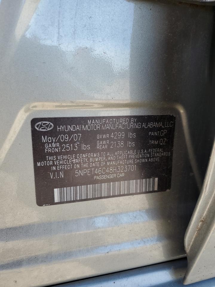 2008 Hyundai Sonata Gls VIN: 5NPET46C48H323701 Lot: 86468905