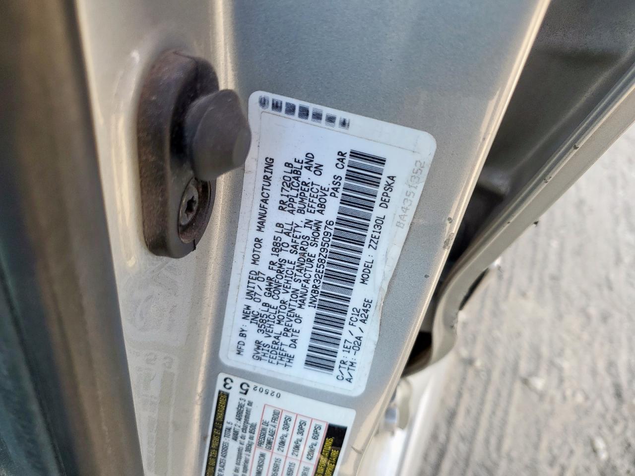 2008 Toyota Corolla Ce VIN: 1NXBR32E58Z950976 Lot: 86149615