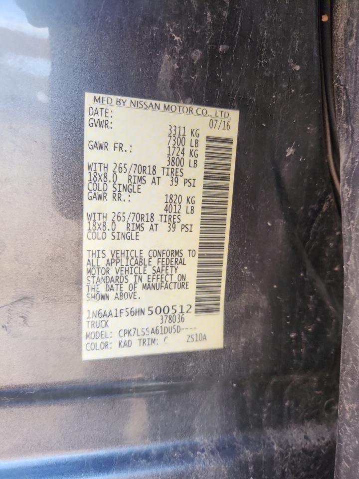 2017 Nissan Titan Sv VIN: 1N6AA1E56HN500512 Lot: 81644115