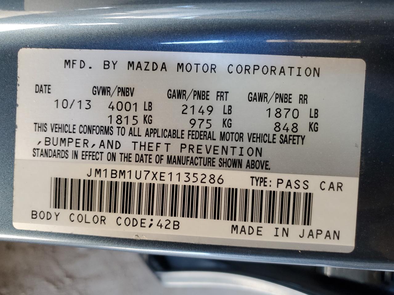 2014 Mazda 3 Sport VIN: JM1BM1U7XE1135286 Lot: 84070585
