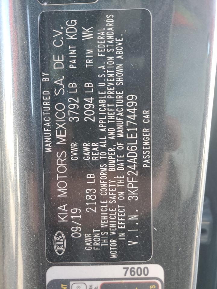2020 Kia Forte Fe VIN: 3KPF24AD6LE174499 Lot: 87407825
