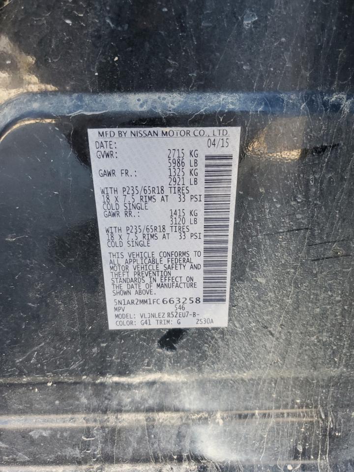 2015 Nissan Pathfinder S VIN: 5N1AR2MM1FC663258 Lot: 85877175