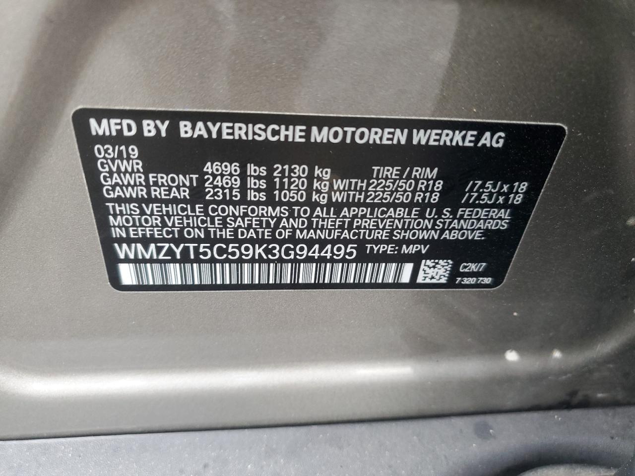 2019 Mini Cooper S Countryman All4 VIN: WMZYT5C59K3G94495 Lot: 86481085