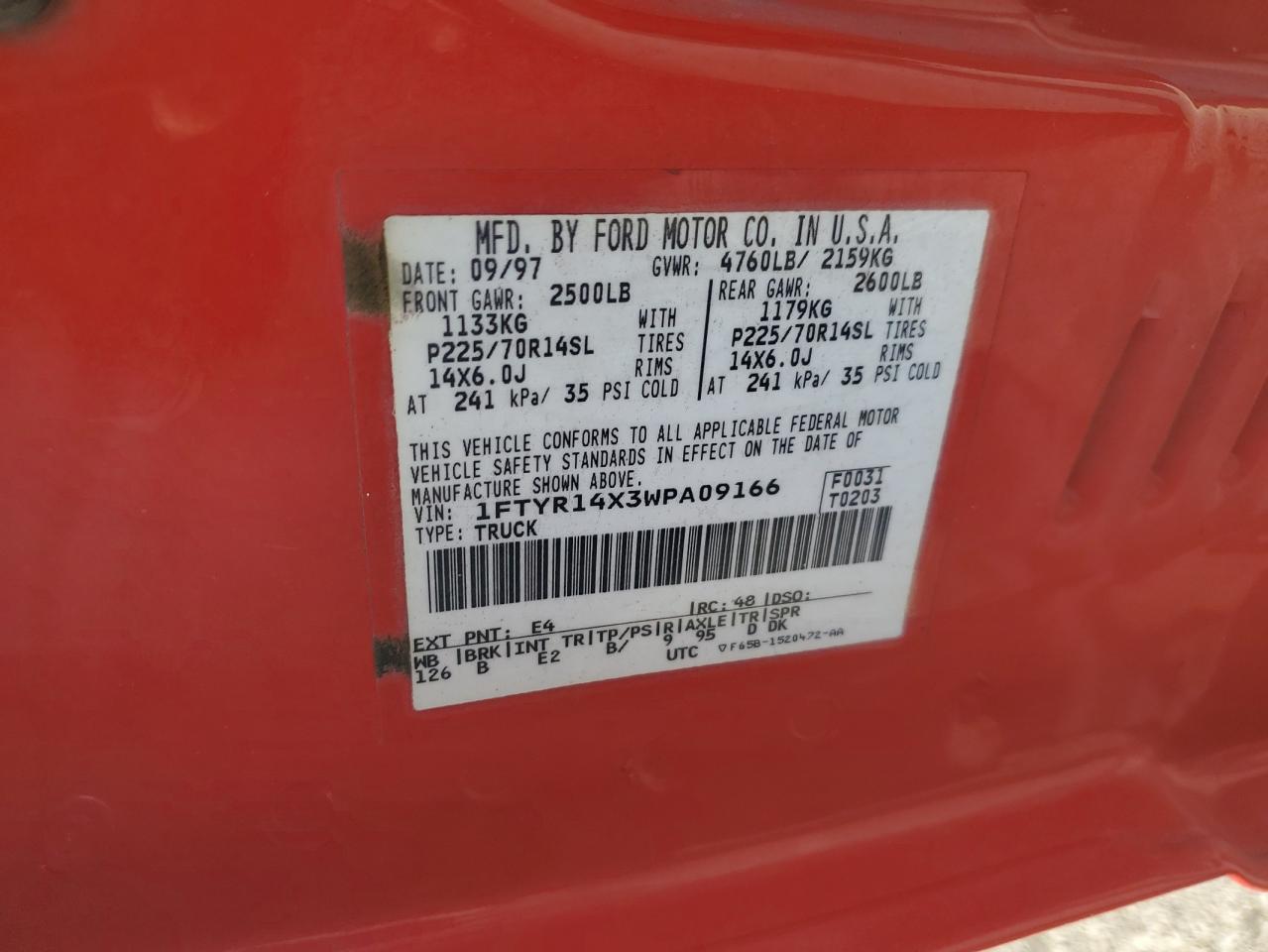 1998 Ford Ranger Super Cab VIN: 1FTYR14X3WPA09166 Lot: 87314325