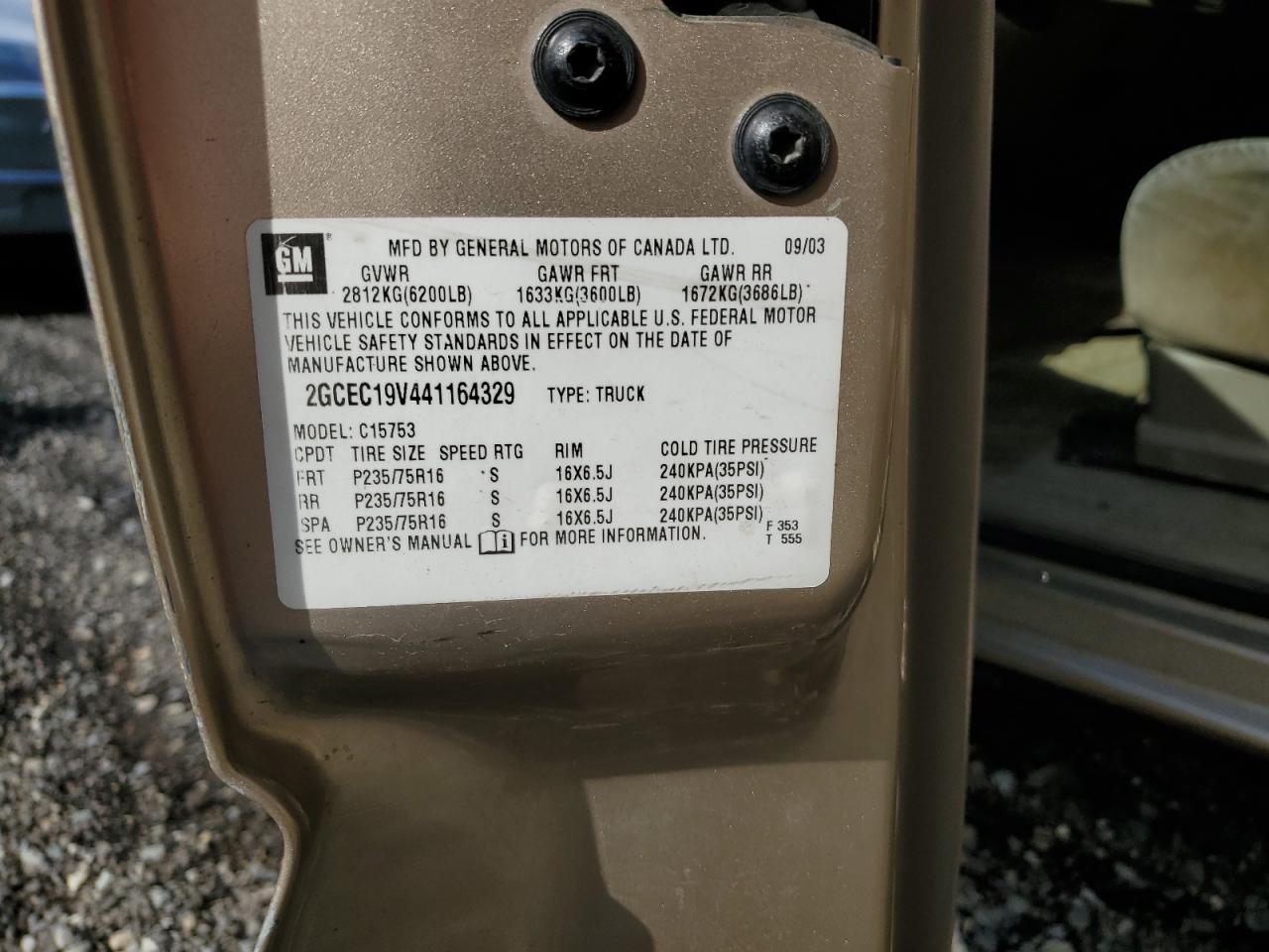 2004 Chevrolet Silverado C1500 VIN: 2GCEC19V441164329 Lot: 84654585