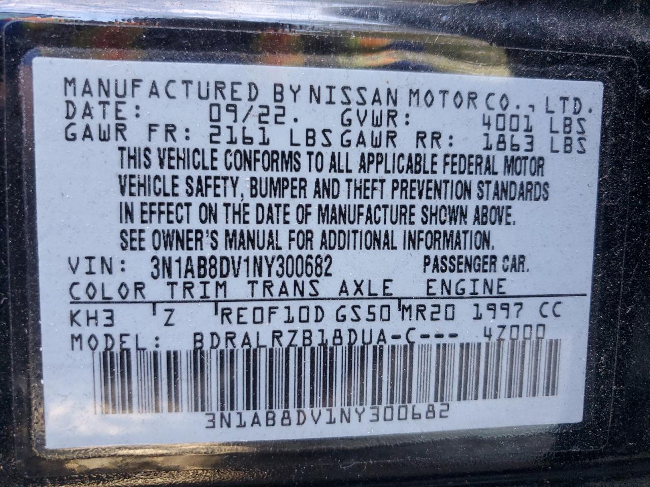 2022 Nissan Sentra Sr VIN: 3N1AB8DV1NY300682 Lot: 85169015