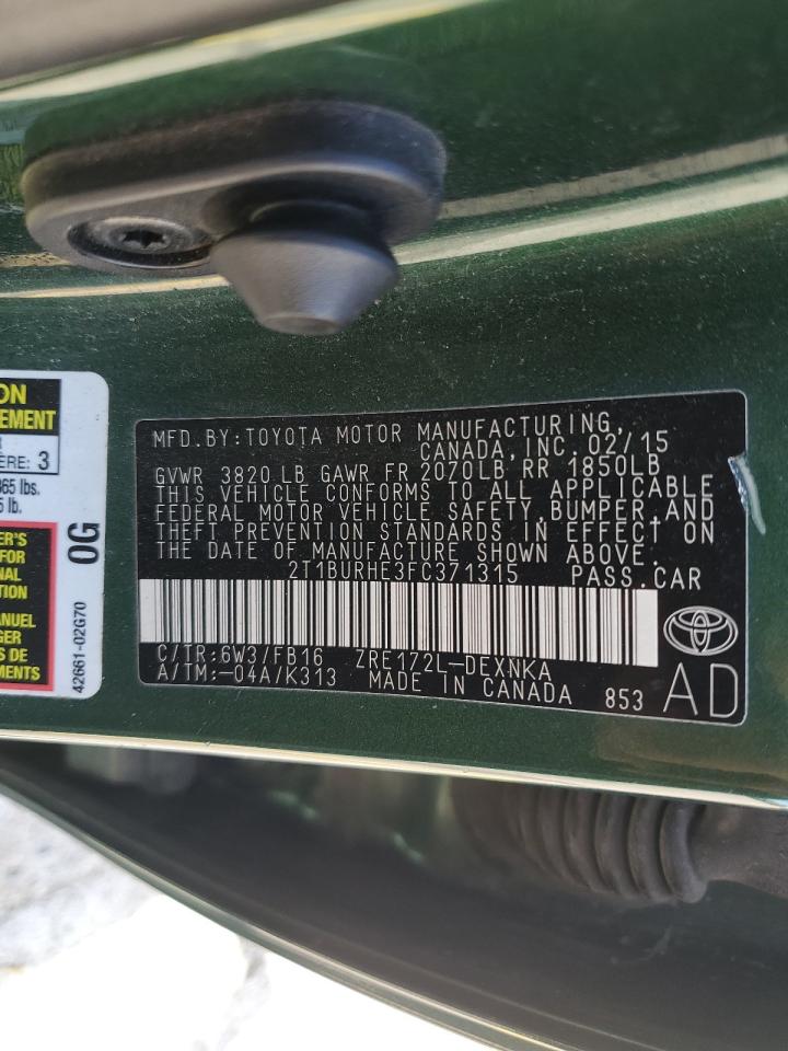 2015 Toyota Corolla L VIN: 2T1BURHE3FC371315 Lot: 84725265