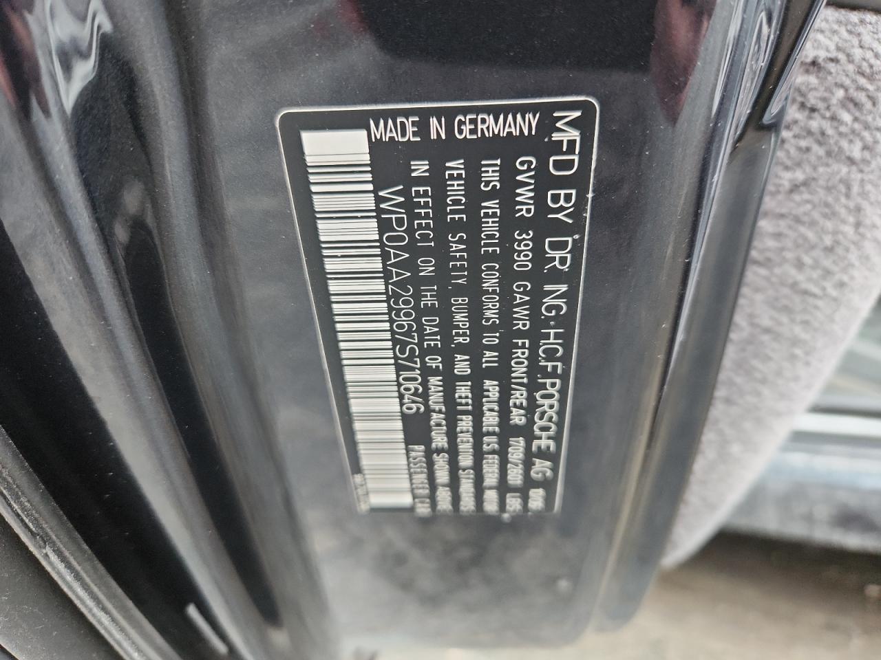 2007 Porsche 911 New Generation Carrera VIN: WP0AA29967S710646 Lot: 86486245