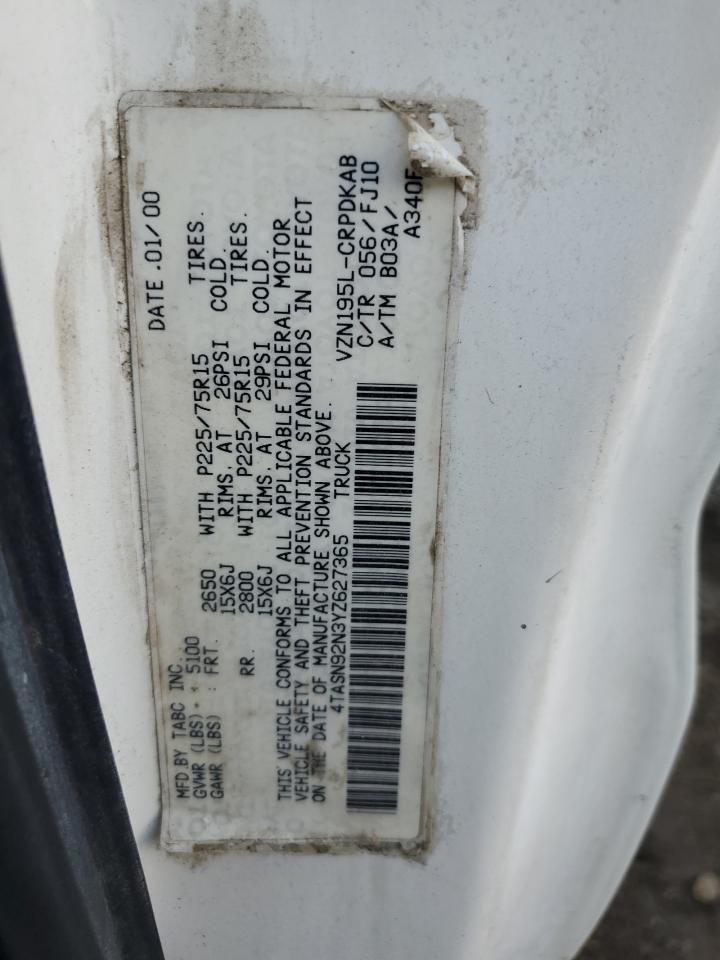 2000 Toyota Tacoma Xtracab Prerunner VIN: 4TASN92N3YZ627365 Lot: 82491975
