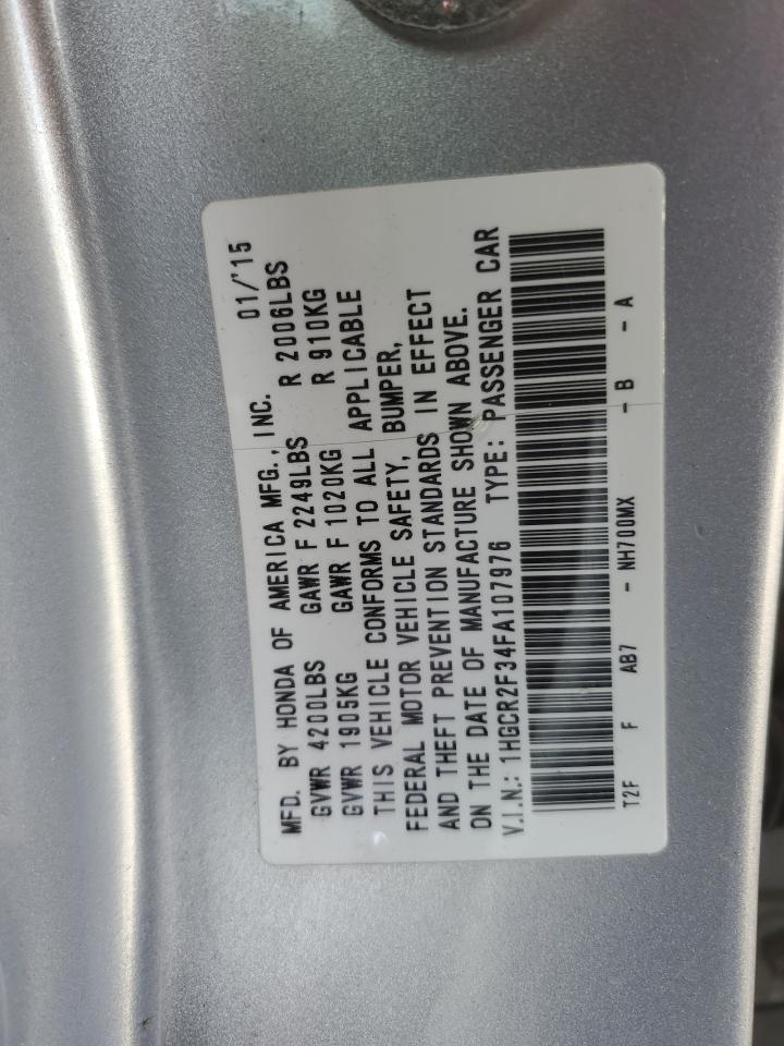 2015 Honda Accord Lx VIN: 1HGCR2F34FA107976 Lot: 85727115