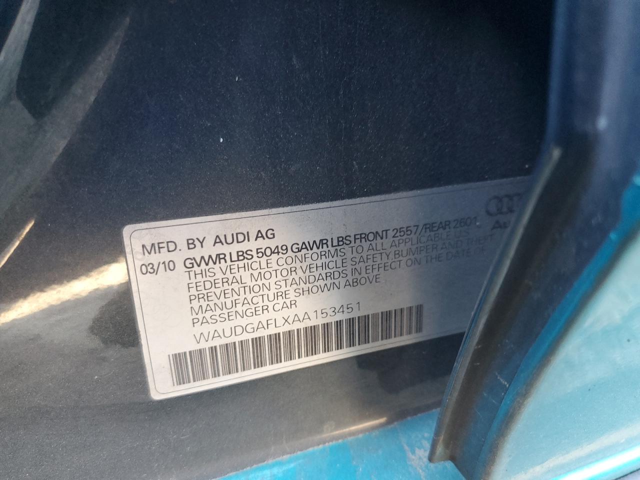 2010 Audi S4 Premium Plus VIN: WAUDGAFLXAA153451 Lot: 85926295