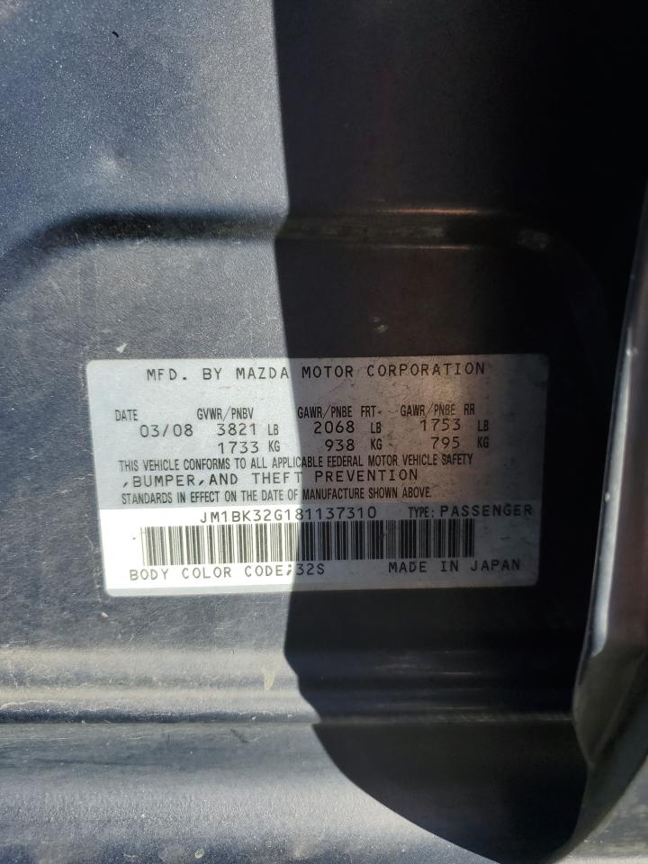 2008 Mazda 3 I VIN: JM1BK32G181137310 Lot: 94681895